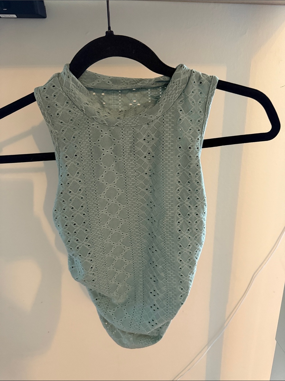 Green top with ruching